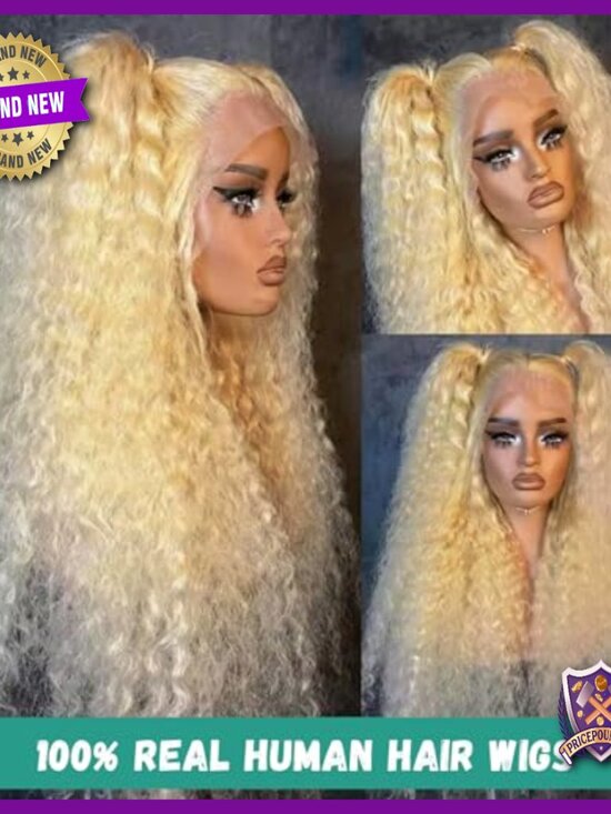 13x6 HD Lace Front Wig Human Hair 180% Density Deep Curly Wave Glueless main image 4
